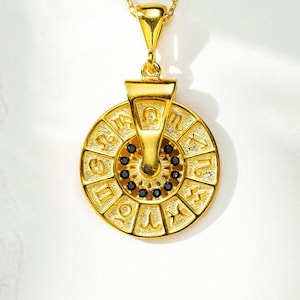 Adjustable Zodiac Necklace: 14K Gold Vermeil Horoscope Pendant