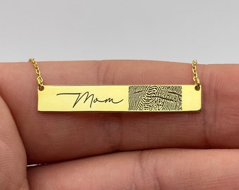 Fingerprint Necklace with Handwriting on 18K Gold Plated Sterling Silver, HG504