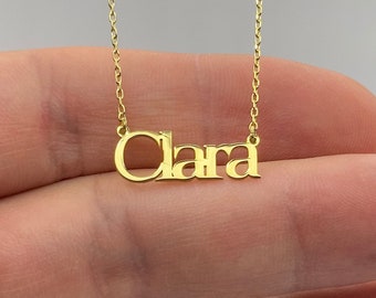 Dainty Name Necklace on 18K Gold Plated Sterling Silver, HG507