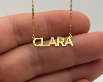 Dainty Name Necklace on 18K Gold Plated Sterling Silver, HG503