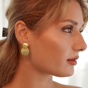 Textured Circle Earrings on 18K Gold Vermeil Silver, Statement Earrings, Geometric Earrings, Modern Earrings, Birthday Gift