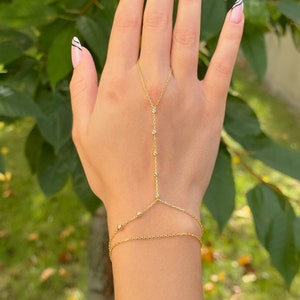 Dainty Bracelet & Gold Hand Chain, HG301 Gold