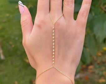 Dainty Bracelet, Gold Hand Chain, Unconditional Love HG302