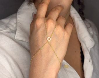 Dainty Bracelet, Gold Hand Chain, Unconditional Love HG305