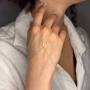 Dainty Bracelet, Gold Hand Chain, Unconditional Love HG305