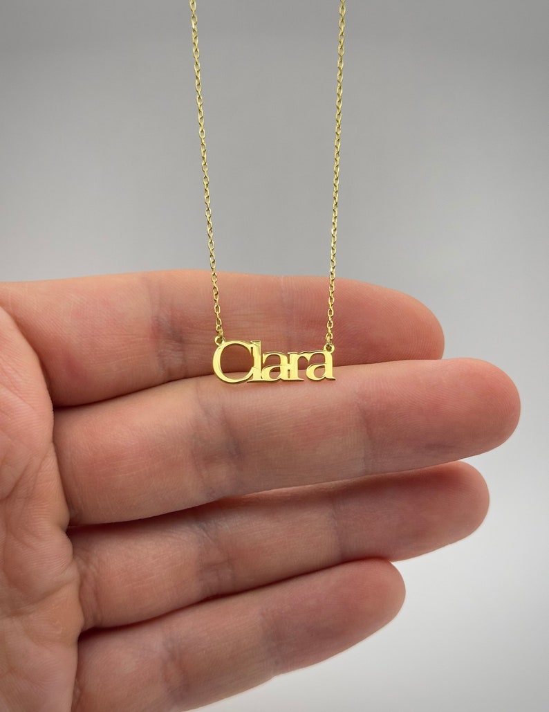 Dainty Name Necklace on 18K Gold Plated Sterling Silver, HG507 image 1