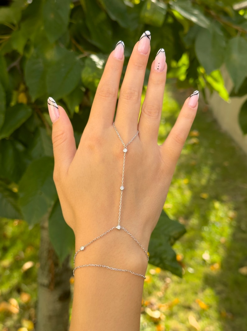 Dainty Bracelet, Gold Hand Chain, Unconditional Love HG303 image 2