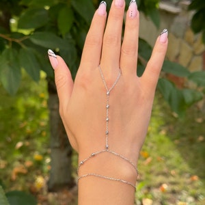 Dainty Bracelet & Gold Hand Chain, HG301 Silver