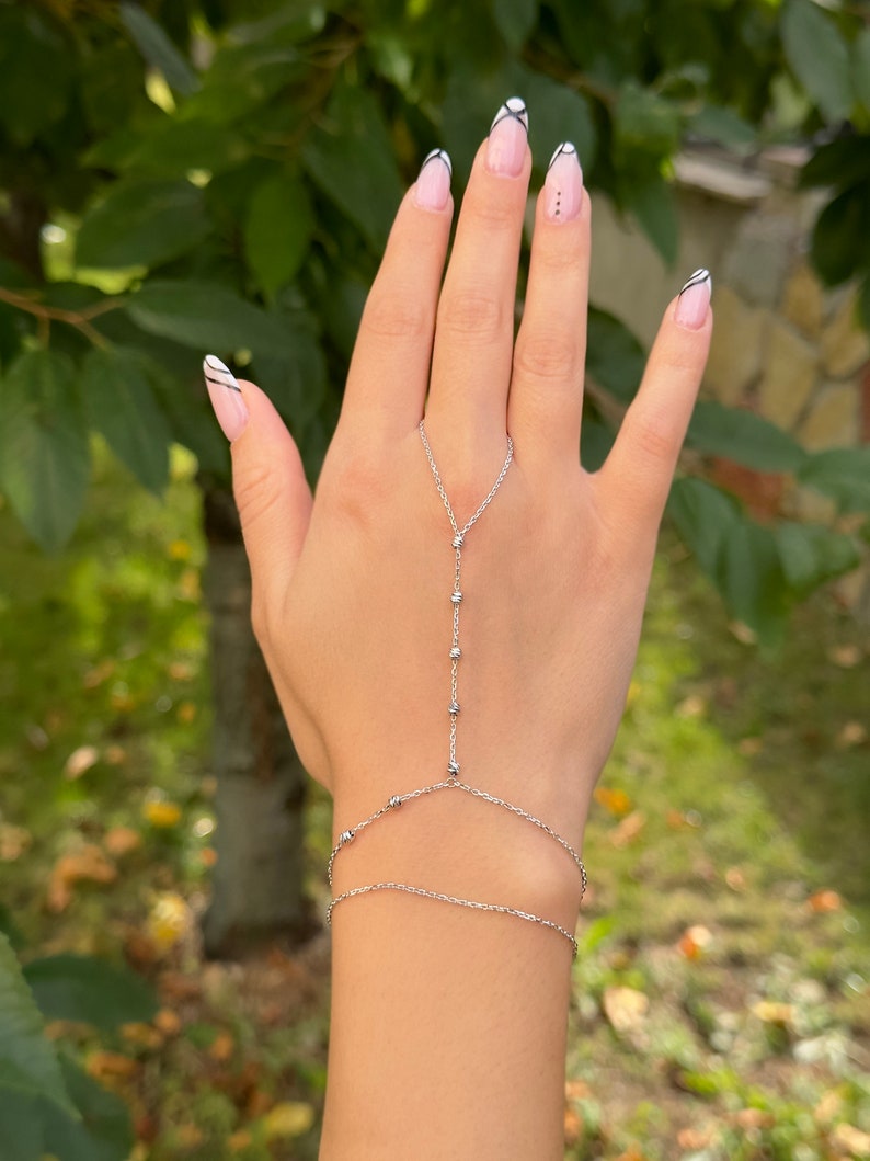 Dainty Bracelet & Gold Hand Chain, HG301 image 2