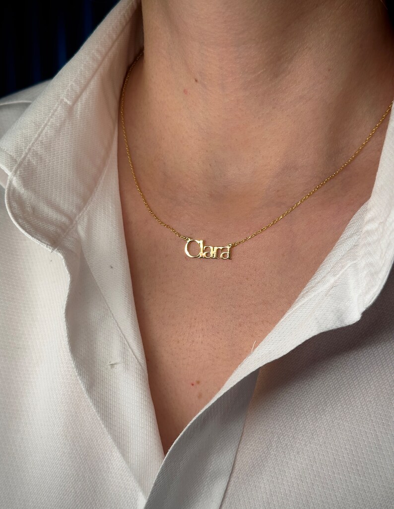 Dainty Name Necklace on 18K Gold Plated Sterling Silver, HG507 image 2