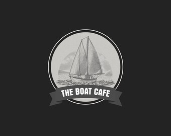 Cafe Logo Design - Premium Branding Logo Design - Custom Logo Design Services - Boat Cafe Logo Design - Cafe Logo - Radhakrishna Graphics