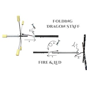 2-in-1 led- en vuurdrakenstaf, opvouwbare reisstaf