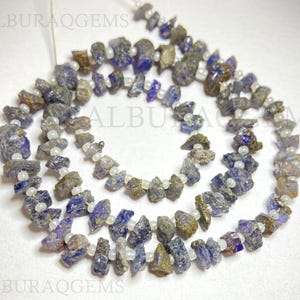 16 Inches Tanzanite Rough Uncut Beads, Natural Gemstone Raw Beads | Tanzanite for Jewelry Making | 6X12 MM Approx | Wholesale Price