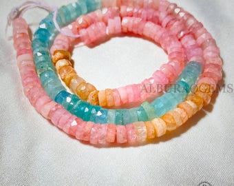 Perline sfaccettate per pneumatici in morganite acquamarina da 16 pollici, perline per ruote in pietre preziose naturali / Misura 6 mm / Perline per ruote sfaccettate / Prezzo all'ingrosso