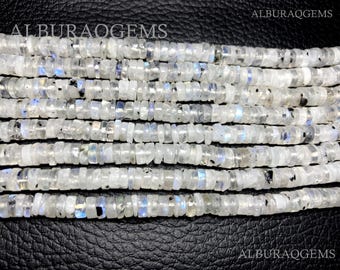 17 Inches White Rainbow Smooth Tyre Beads, Natural Gemstone Wheel Beads | White Rainbow  for Jewelry Making | 4X5 MM | Wholesale Price