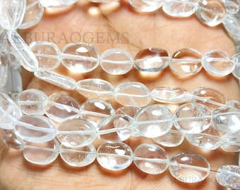 Cuentas ovaladas lisas de cuarzo cristalino de 12 pulgadas, cuentas de piedras preciosas naturales / cuarzo cristalino para hacer joyas / 8 x 10 a 11 x 17 mm / precio al por mayor