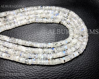 17 Inches White Rainbow Smooth Tyre Beads, Natural Gemstone Wheel Beads | White Rainbow  for Jewelry Making | 5X6 MM | Wholesale Price