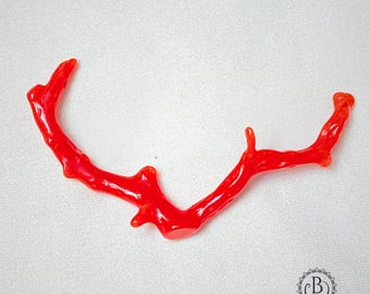 Bastoncino di corallo rosso italiano, corallo grezzo lucidato con pietra preziosa naturale / Ramo di corallo rosso italiano / 32X53X5 MM / Prezzo all'ingrosso