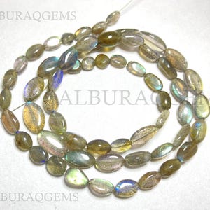 18 Inches Labradorite Smooth Oval Beads, Natural Gemstone Beads | Labradorite for Jewelry Making | 4X5 To 7X11 MM Approx | Wholesale Price