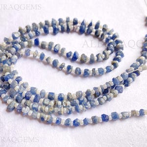 14 Zoll blauer Saphir grobe ungeschliffene Perlen, natürliche Edelstein Rohedelsteine | Saphir für die Schmuckherstellung | 3x6 MM | Großhandelspreis