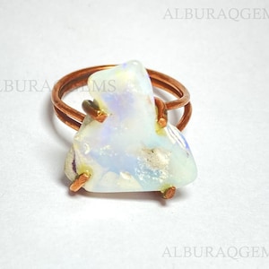 Australian Opal Copper Ring, Natural Gemstone Raw Ring | Adjustable Ring | Handmade Ring | Meditation Ring | Ring For Her | Wholesale Price