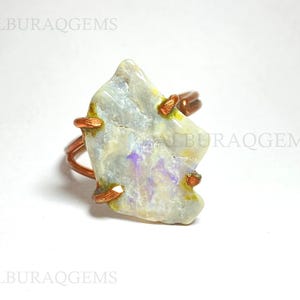Australian Opal Copper Ring, Natural Gemstone Raw Ring | Adjustable Ring | Handmade Ring | Meditation Ring | Ring For Her | Wholesale Price