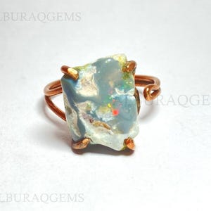Australian Opal Copper Ring, Natural Gemstone Raw Ring | Adjustable Ring | Handmade Ring | Meditation Ring | Ring For Her | Wholesale Price