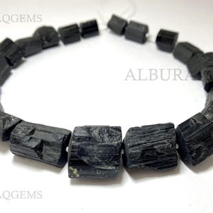 12 Inches Black Tourmaline Tube Beads, Natural Gemstone Rough Beads | Tourmaline for Jewelry Making | 10X12 To 19X21 MM | Wholesale Price
