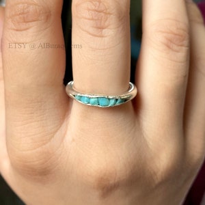 Turquoise 925 Sterling Silver Rough Ring, Natural Gemstone Raw Ring | Silver Band Ring | Handmade Ring | Ring For Her | Wholesale Price