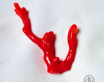 Bastoncino di corallo rosso italiano, corallo grezzo lucidato con pietra preziosa naturale / Ramo di corallo rosso italiano / 33X25X4 MM / Prezzo all'ingrosso