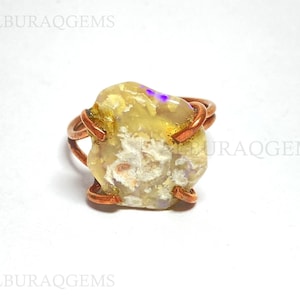 Australian Opal Copper Ring, Natural Gemstone Raw Ring | Adjustable Ring | Handmade Ring | Meditation Ring | Ring For Her | Wholesale Price