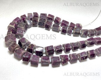 9.5 Inches Ruby Faceted Tube Beads, Natural Gemstone Raw Beads | Ruby for Jewelry Making | 8X12 MM Approx | Wholesale Price