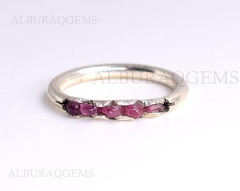 Ruby 925 Sterling Silver Rough Ring, Natural Gemstone Raw Ring | Silver Band Ring | Handmade Ring | Ring For Her | Wholesale Price