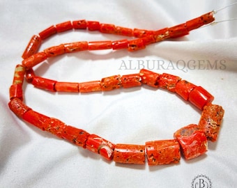 Perles De Corail Rouge Naturel D'Italie – 24 Pièces Vintage – 14 Pouces – Qualité IGI
