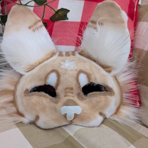 Cinnamon white cat mask | hq - PREMADE | cosplay alterhuman otherkin therian | airbrushes animal mask