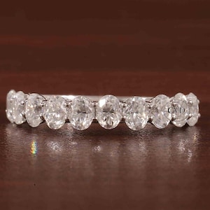 Oval Lab Grown Diamond in solid gold Band half Eternity Band Lab Grown Diamond Ring Oval Diamond Wedding Anniversary Stacking Matching band