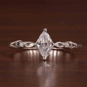 Bague Marquise Lab cultivée en laboratoire, bague en or massif 10 carats avec diamants créés en laboratoire, alliance minimaliste, bague empilable pour femme, bague marquise en diamant CVD