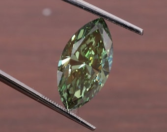 Fancy Green Marquise Cut Lab Grown Diamond, IGI Certified Marquise Cut Lab Created Diamond F/VS, Diamond for Custom wedding Ring or Pendant