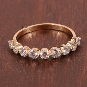 3.0 MM Round Moissanite Half Eternity Band,14k Gold Matching Band, Vintage Unique Ring, Round Cut Bridal Ring Set Band Band unique band Ring