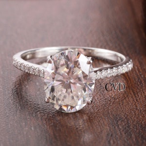 Oval Moissanite Engagement Ring 14k Solid Gold Ring Oval Cut Wedding Ring Oval Solitaire  Anniversary Ring Wedding For Her Hidden Halo Ring