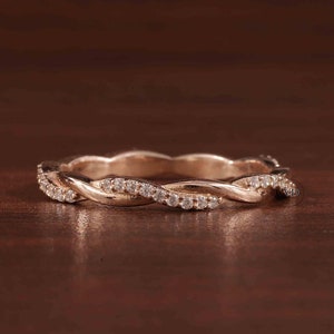 Full Eternity Band Twisted Rope Wedding Band Women Promise Ring For Her, Infinity Wedding Bands Women, 925 Sterling Silver Eternity Rings