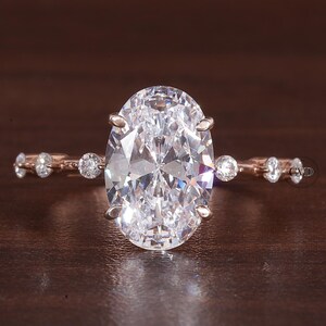 3.0 CT Oval Diamond Engagement Ring for Women, F/VS1 Lab Created Diamond Oval Ring, Distance Pave Ring, IGI Certified Ring, Propose Ring