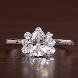 IGI Certified Pear Cut Diamond Ring for Women, 1.25 ct Lab Grown Diamond Engagement Ring, Anniversary Gifts, Rings for Women,Pear Gift Ring