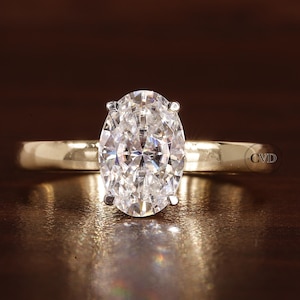 Oval Cut Moissanite Engagement Ring with Hidden Halo,1.5 CT Moissanite Statement Ring, Dainty  Anniversary Ring, Gift For Her, Oval Cut Ring