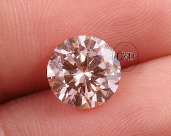 Pink Diamond 1.0ct Fancy Vivid Pink Lab-Created Diamond - Round Cut Stone for Bridal Sets, Memorable Proposal Gift, Pink Round CVD Diamond