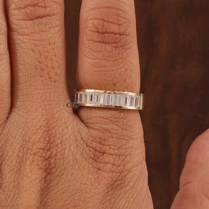 14k Gold Half Eternity Baguette Cut Lab Grown Diamond Wedding Band ...