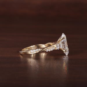 Twisted Oval Lab Grown Ring, Oval CVD Diamond Engagement Ring, Twisted Engagement Ring, Promise Ring, 10K Yellow Gold Ring For Women Gift image 4