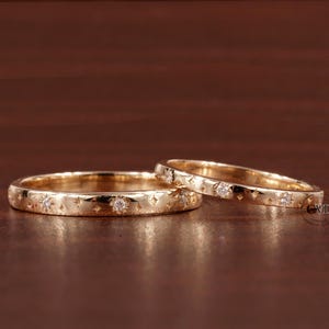moissanite Starburst Wedding Band Ring, 14k Solid Gold Dainty Star Setting Anniversary Band, Pave Celestial Ring Women,Matching Band Gift