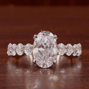 3 CT Oval Cut F-VS1 Lab Grown Diamond Engagement Ring, Unique Style Wedding Ring, Proposal Ring For Girlfriend, IGI Certified Diamond Ring