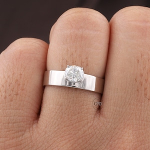 East West Oval Engagement Ring For Women,14k Gold CVD Diamond Wedding Band,Wide Unique IGI Certified Oval Lab Grown Diamond Engagement band